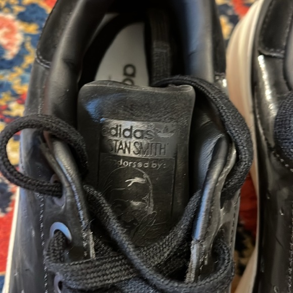 ADIDAS STAN SMITH shiny black sneaker size 6.5 - Picture 2 of 7